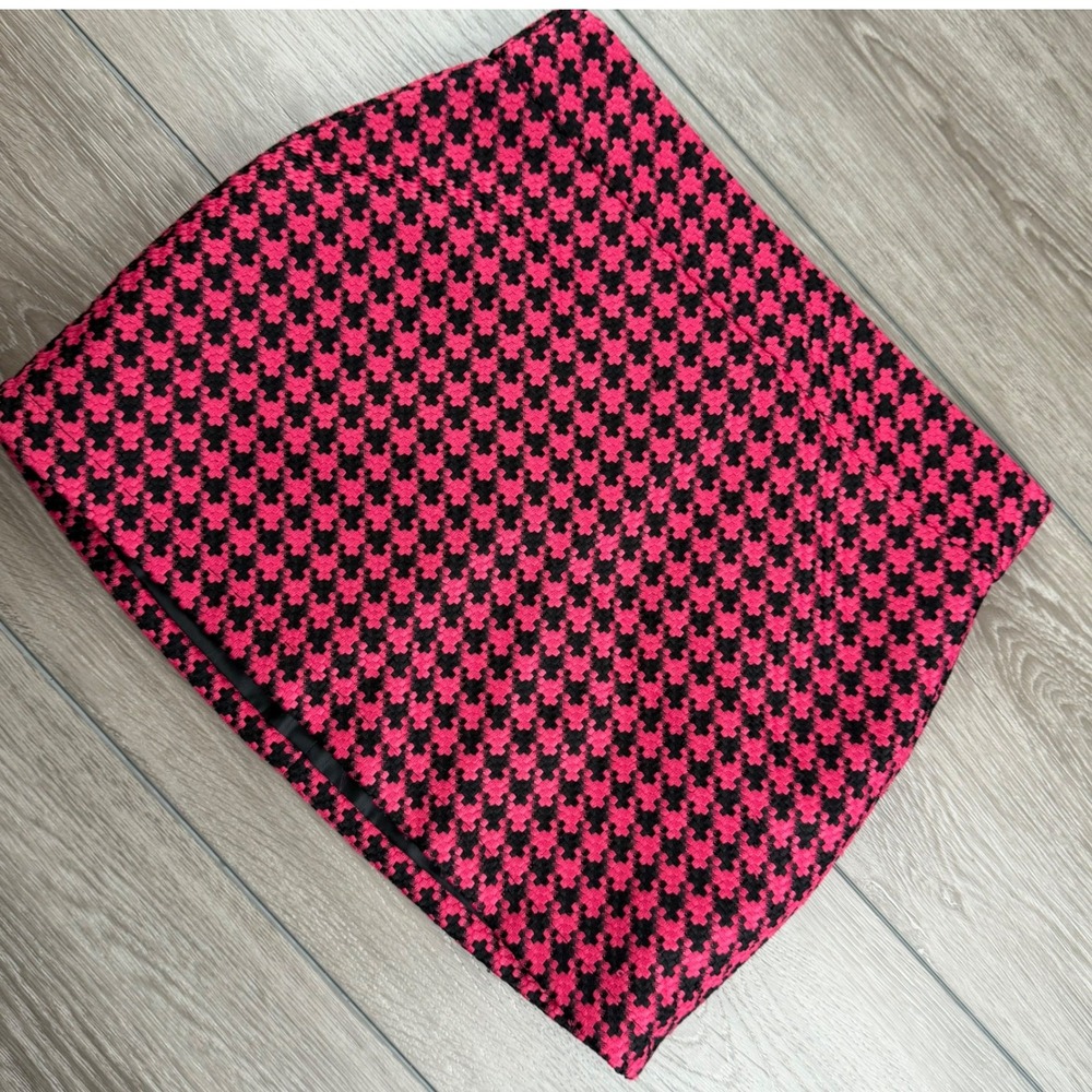 Walter Baker Womens Mini Skirt Houndstooth Tweed Pink Black 2